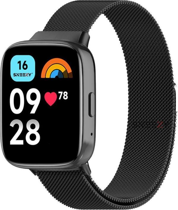 Sneezy Redmi Watch 3 Active İle Uyumlu Metal Hasır Kordon Woven Wire Metal Tasarım Kordon - Image 1