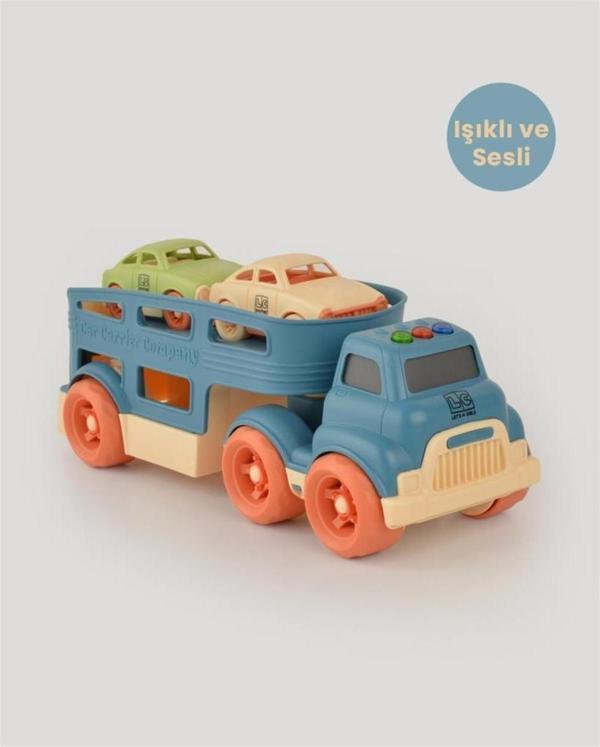 Let's Be Child Işıklı ve Sesli Taşıyıcı Tır ve 2 Minik Araç LC-31022 Çocuklar İçin Oyuncak Tır ve Arabalar - Image 1