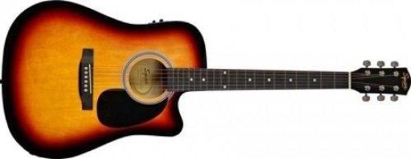 Squier SA-105CE Elektro Akustik Gitar Dreadnought Cutaway SBS - Image 1