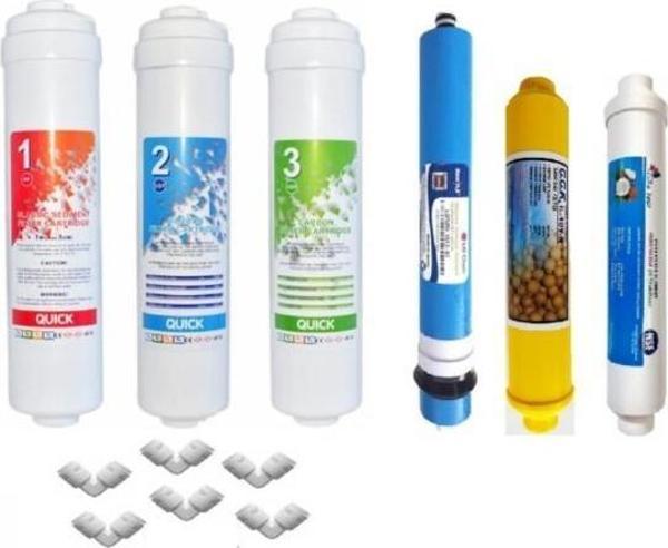 Sulook Kapalı Kasa Su Arıtma Cihazı Için 80 Gpd MembrAmfiltre 6 Aşama Quick Filtre Seti - Image 1