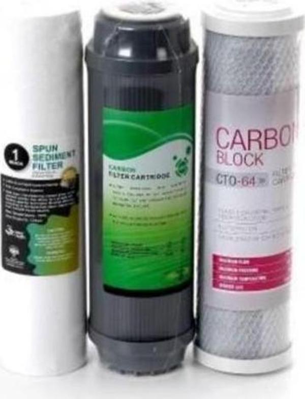 Sulook Su Arıtma Cihazı Yedek Filtre Seti 3 Aşama Çift Karbonlu Set - Image 1