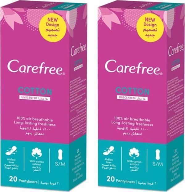 Carefree 2 X Cotton Parfümsüz Günlük Ped 20'Li - Image 1