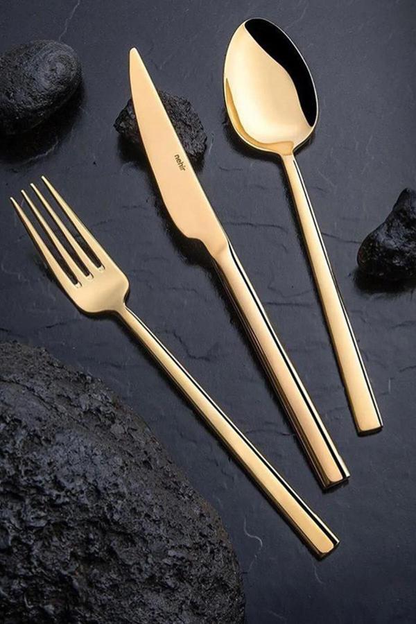 Nehir Dalyan Titanium Altın Çatal Kaşık Bıçak Takımı 72 Parça  - Image 1