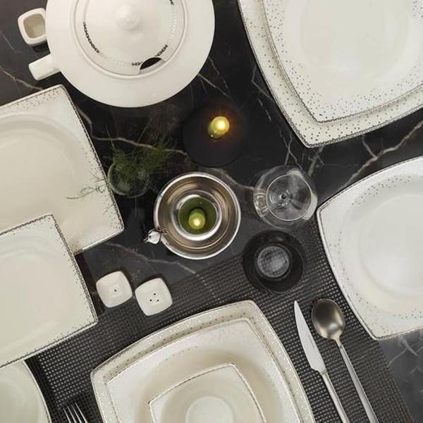 Kütahya Porselen Bone Mare 62 Parça 1175020 Yemek Takımı Platin - Image 1