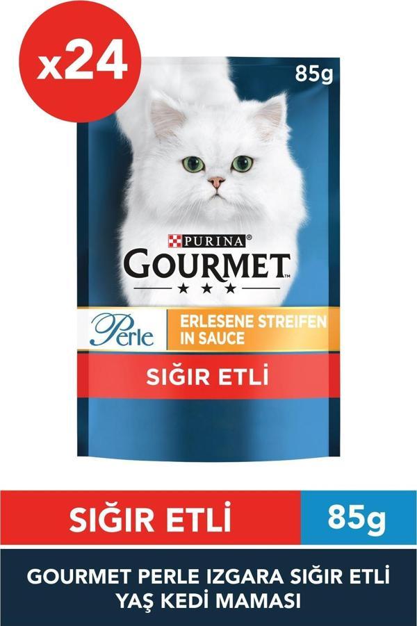 Gourmet Perle Izgara Sığır Etli Kedi Konserve Mama 85Gr x 24 Adet - Image 1