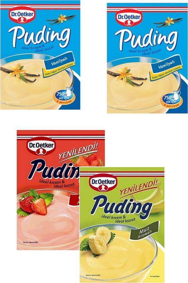 Dr. Oetker 4 Paket Puding 2 Vanilyalı + 1 Muzlu + 1 Çilekli Eko Paket - Image 1