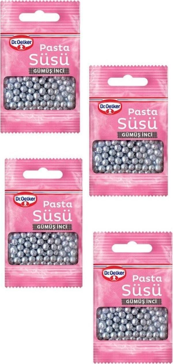 Dr. Oetker Dekor Serisi Pasta Süsü - Gümüş Inci 10 G. x 4 - Image 1