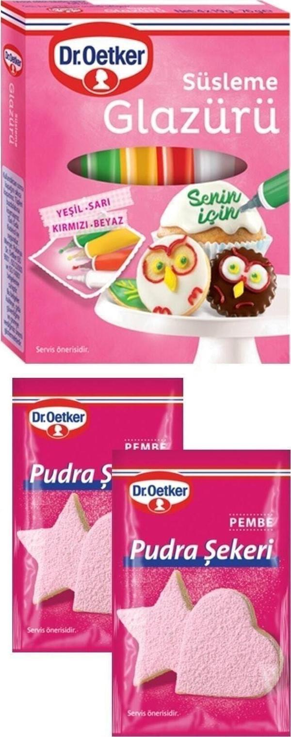 Oneo Dr. Oetker Süsleme Glazürü ( 4 Tüp X19 G. ) + Pembe Pudra Şekeri 2 Paket x 15 G. )  - Image 1