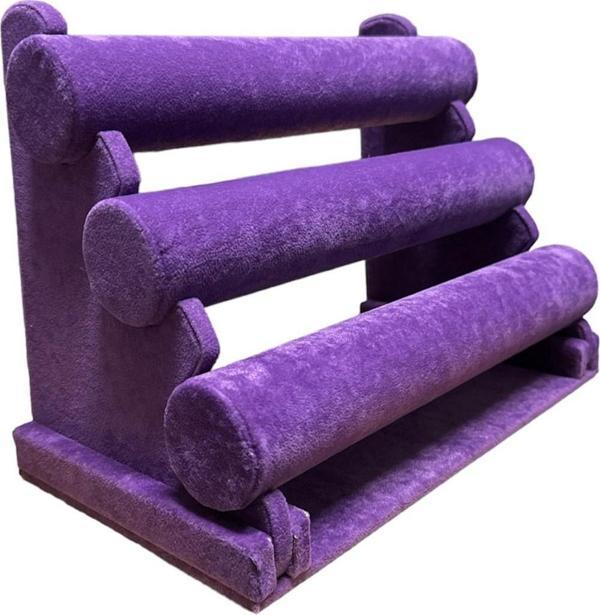 Üçlü Çıkmalı Mor Bileklik ve Saat  Standı - Image 1