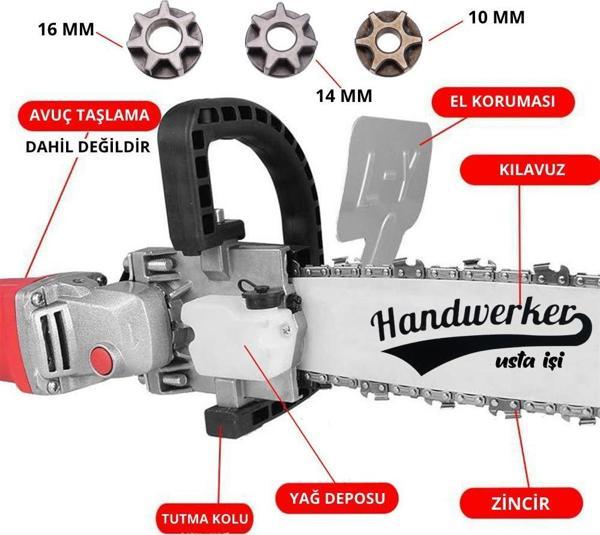 Handwerker Yağ Depolu Avuç Taşlama Zincirli Testere Aparatı 35 cm - Image 1