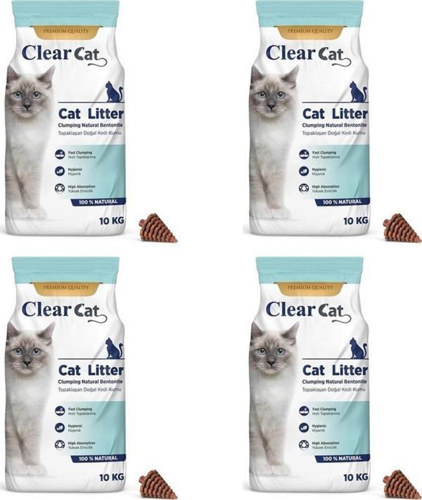 ClearCat Kokusuz Topaklanan  Bentonit Kedi Kumu İnce 10 Lt X 4 Adet - Image 1