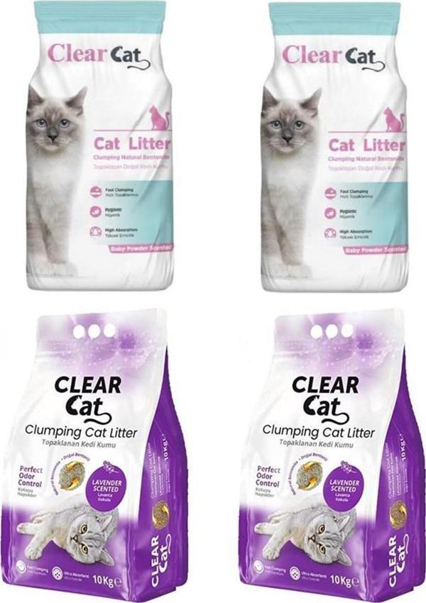 ClearCat Lavantalı  Kedi Kumu İnce 10 Lt 2 Adet + Pudralı Kedi Kumu İnce 10 Lt 2 Adet - Image 1