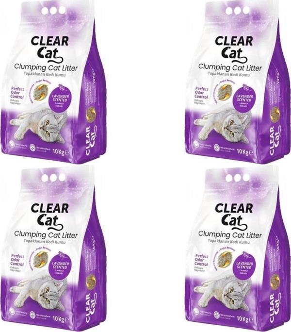 ClearCat Lavantalı Topaklanan  Bentonit Kedi Kumu İnce 10 Kg X 4 Adet - Image 1