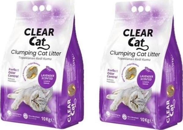 ClearCat Lavantalı Topaklanan  Bentonit Kedi Kumu İnce 10 Lt* 2 adet - Image 1