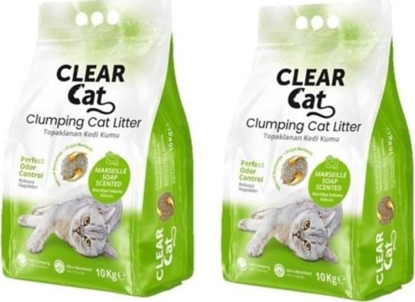 ClearCat Sabunlu Topak Bentonit Kedi Kumu İnce 10 Lt *2 adet - Image 1