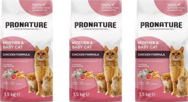 Pronature Mother & Baby Tavuk Etli Kuru Kedi Maması 1,5 Kg*3 Adet - Image 1