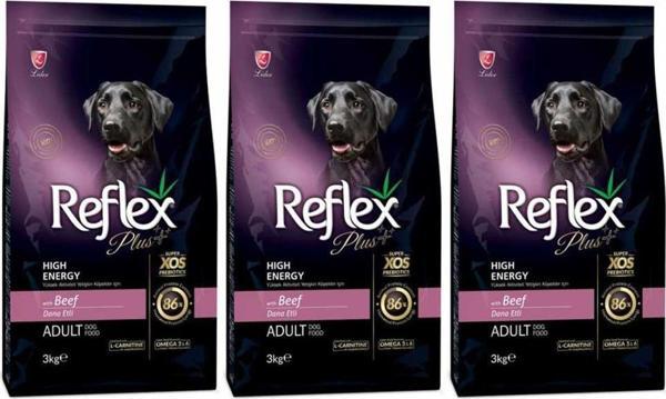 Reflex Plus Yüksek Aktiviteli Dana Etli Yetişkin Köpek Maması 3 Kg 3 Adet - Image 1