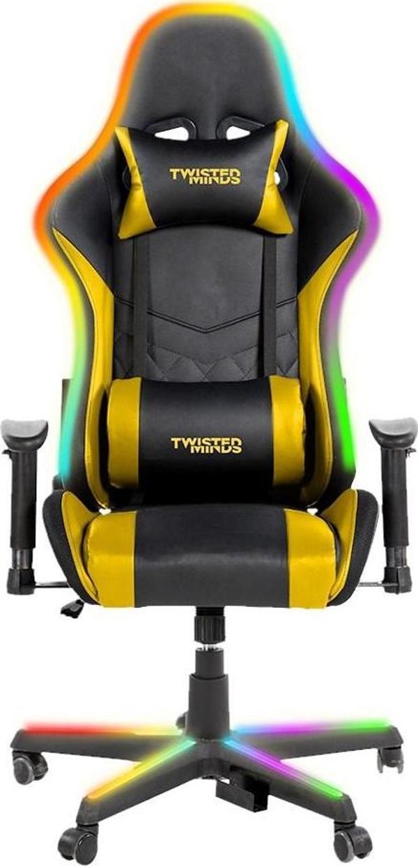 Twisted Minds Comfort E-Spor Siyah-Sarı RGB Bluetooth Hoparlör Massage Points Oyuncu Koltuğu - Image 1