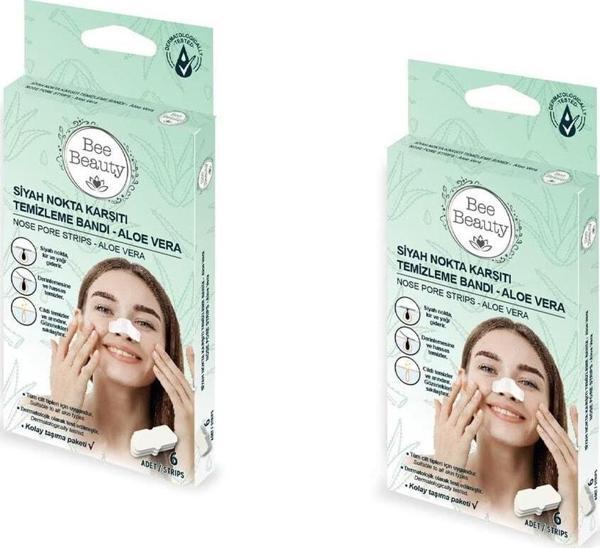 Bee Beauty Siyah Nokta Karşıtı Burun Temizleme Bandı - Aloe Vera 6'lı x 2 Adet - Image 1