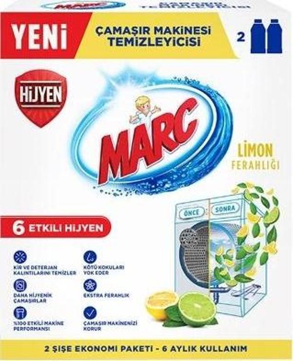 Marc Çamaşır Makinesi Temizleyici Limon 2x250 ml. (24'lü) - Image 1