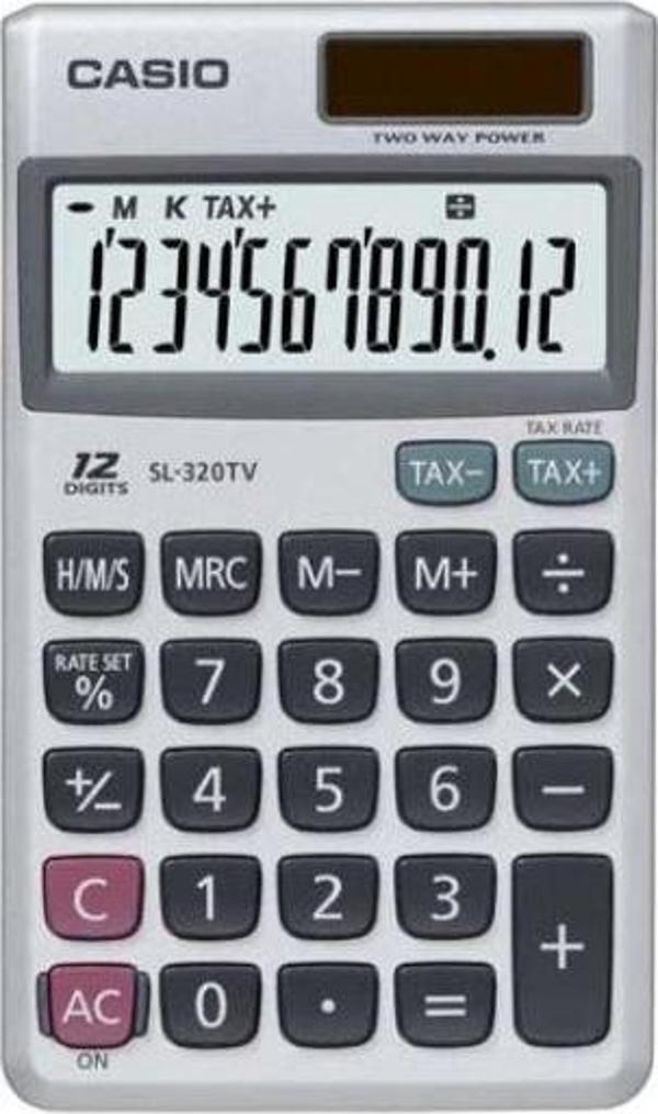 Casio SL-320TV-W-DP 12 Hane Cep Tipi Hesap Makinesi - Image 1