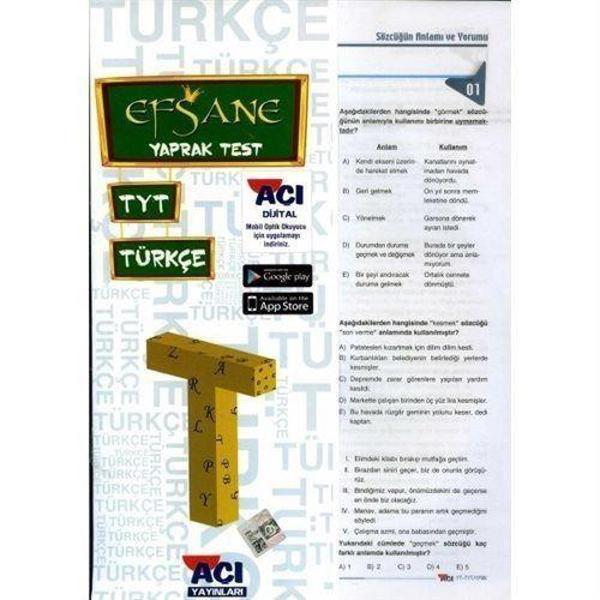 TYT Türkçe Çek Kopart Yaprak Test - Açı Yayınları - Image 1