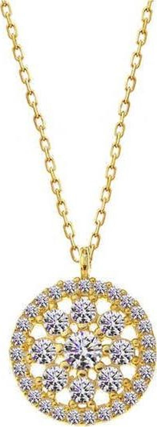 ​925 Ayar Gümüş Gold Çiçek Kadın Kolye - Image 1