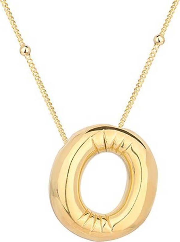 925 Ayar Gümüş Gold Balon O Harfi Kadın Kolye - Image 1