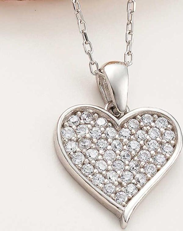 925 Ayar Gümüş Kalp Kadın Kolye - Image 1