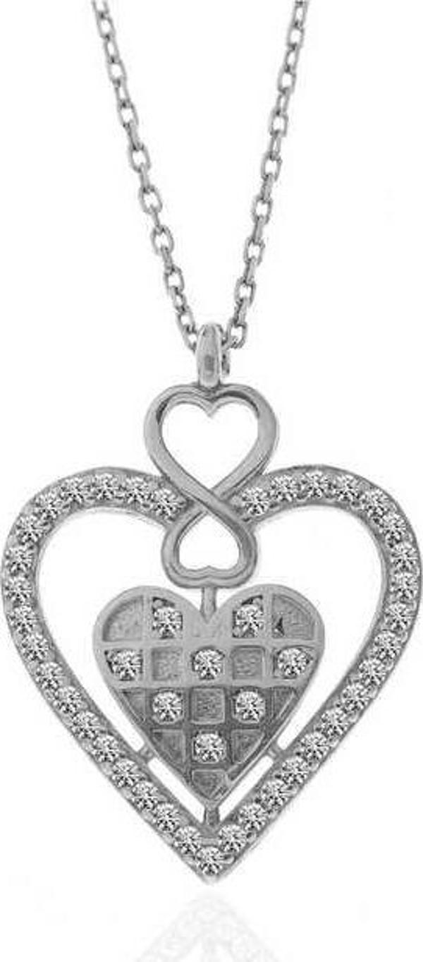 925 Ayar Gümüş Kalp Sonsuzluk Kadın Kolye - Image 1