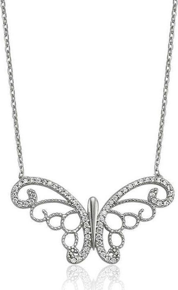 925 Ayar Gümüş Kelebek Bayan Kolye - Image 1