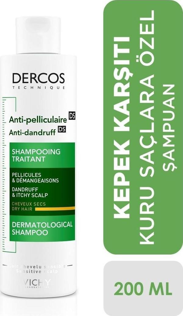 Vichy Dercos Kepek Karşıtı Şampuan Kuru Saçlar İçin Şampuan 200 ml - Image 1