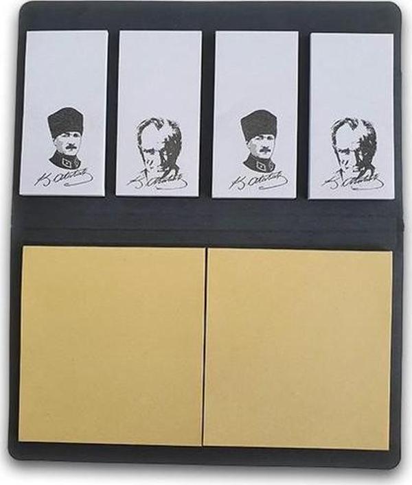 Not Yaz Yapışkanlı Bloknot Atatürk Deri Kapaklı İmzalı Atatürk Görseli 3556 - Image 1