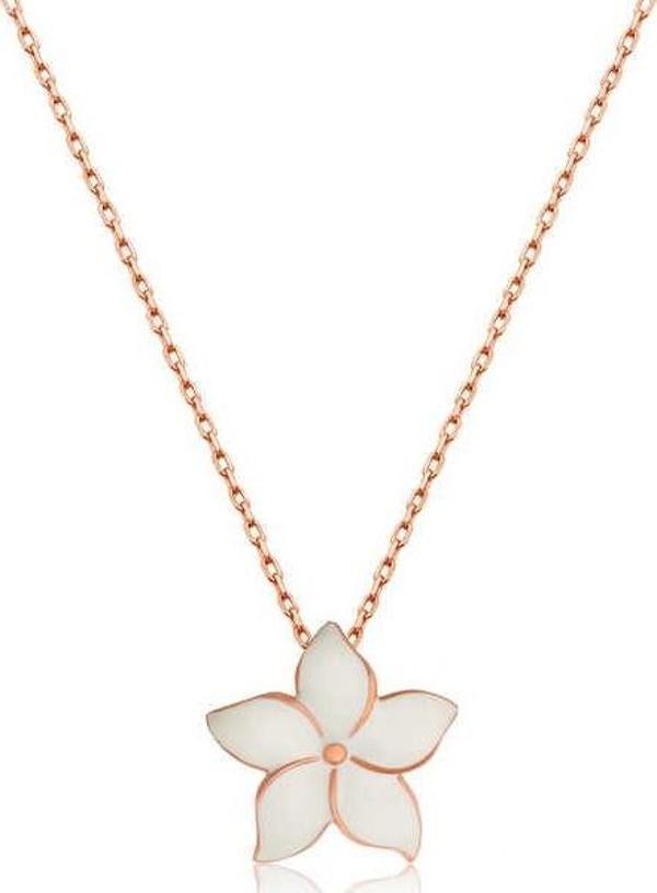 925 Ayar Gümüş Rose Yasemin Çiçeği Kolye - Image 1