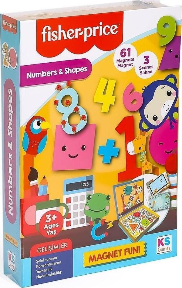 Ks Games Puzzle Fisher-Price Baby Puzzle Numbers - Shapes 3 Ayrı Sahne ve 61 Magnet FP13411 - Image 1