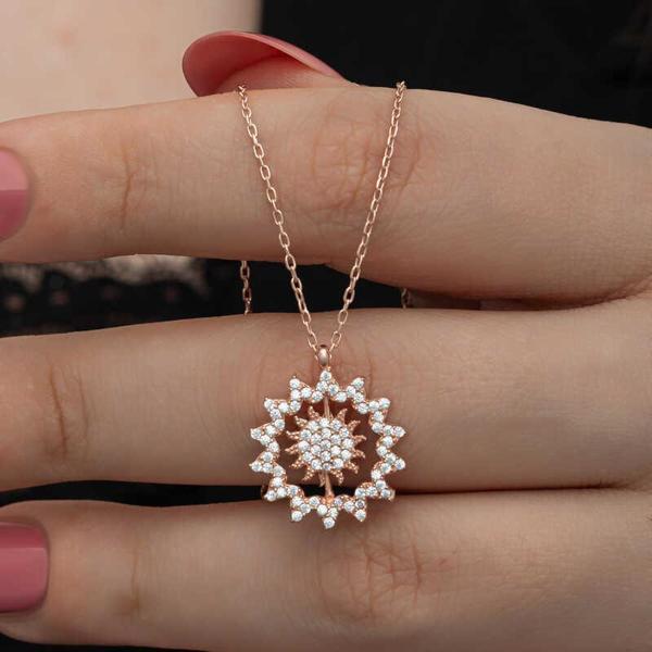 Gümüş Rose Güneş Kadın Kolye - Image 1