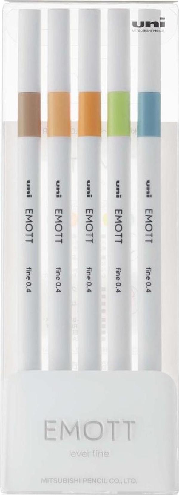 Uni-Ball Akrilik Uçlu Keçeli Kalem Emott 0.4 Mm Fine 5 Renk Doğa PEM-SY/5C.06 - Image 1