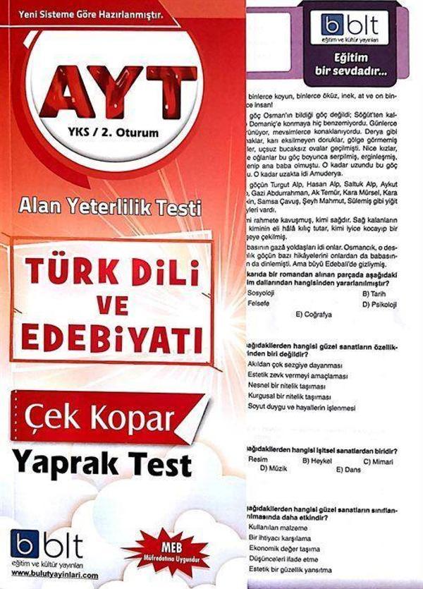 AYT Türk Dili Ve Edebiyatı Çek Kopar Yaprak Test - Bulut Eğitim ve Kültür Yayınları - Image 1