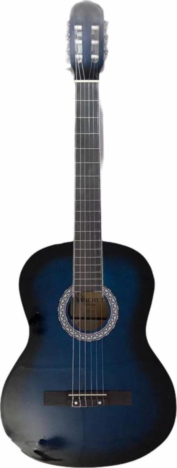Sanchez 4/4 Sap Ayarlı Klasik Gitar (Gitar-Kılıf-Pena) Mavi - Image 1