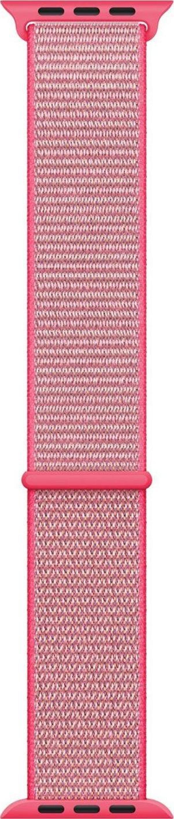 Microsonic Apple Watch Series 4 40mm Hasırlı Kordon Woven Sport Loop Hot Pink - Image 1