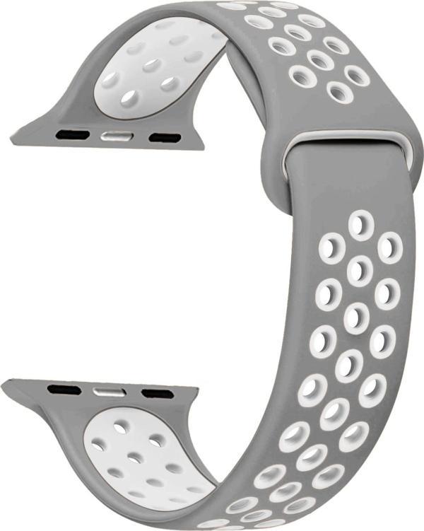 Microsonic Apple Watch Series 6 40mm Rainbow Sport Band Kordon Gri Beyaz - Image 1