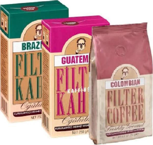Kurukahveci Mehmet Efendi Colombian 250 Gr + Brazilian 250 Gr + Guatemala 250 Gr 3'lü Set - Image 1