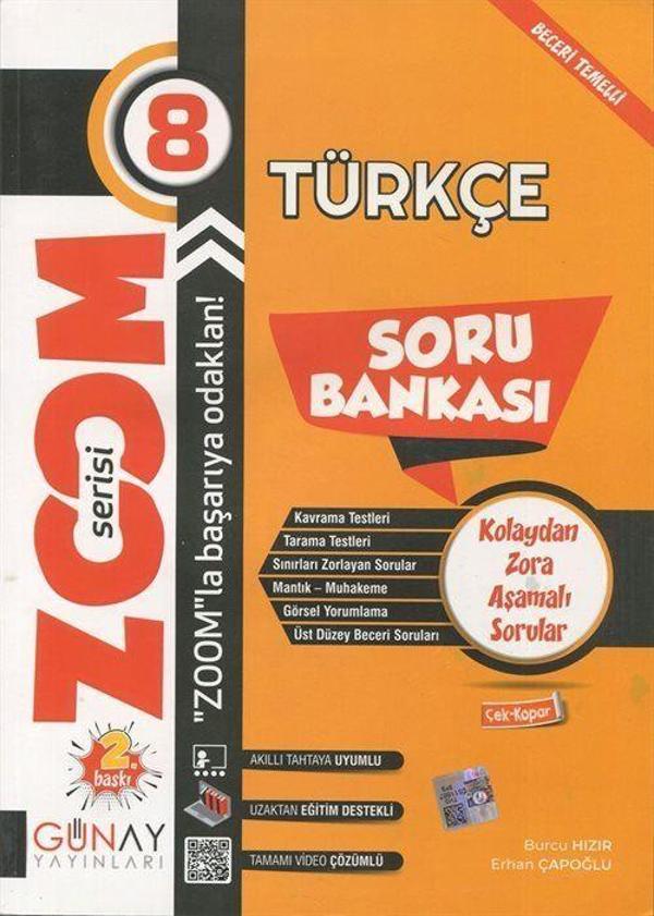 Zoom Serisi - 8. Sınıf Türkçe Soru Bankası - Kolaydan Zora Aşamalı Sorular - Günay Yayınları - Image 1