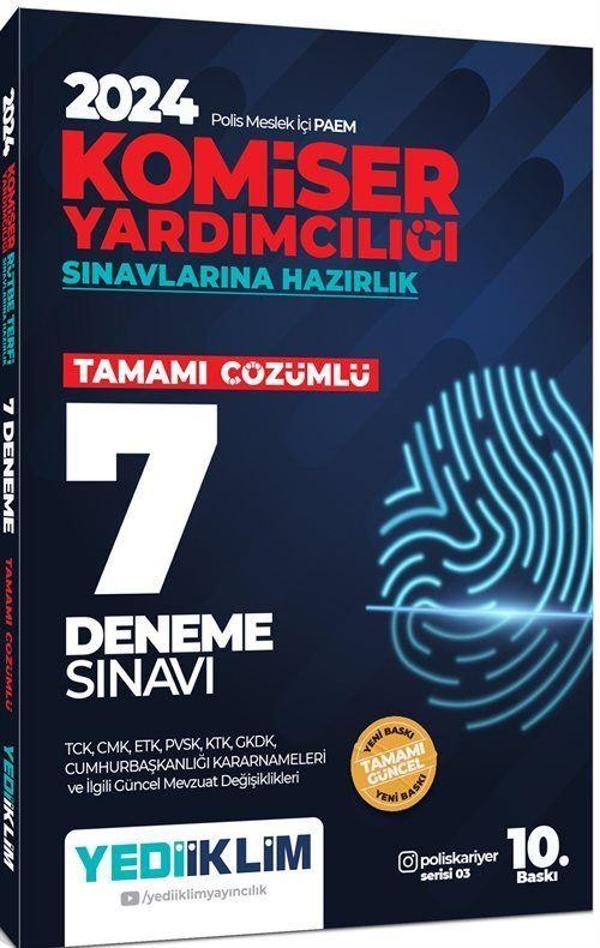 2024 Polis Meslek İçi PAEM Komiser Yardımcılığı Sınavlarına Hazırlık Tamamı Çözümlü 7 Deneme Sınavı - Yediiklim Yayınları - Image 1