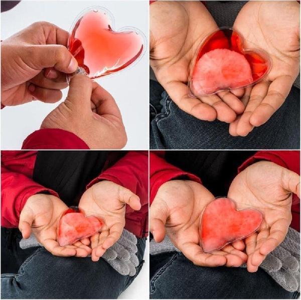 Otantik Kalp Şeklinde Sihirli Jel Avcı Balıkçı Dağcı El Isıtıcısı Torba Kalpli Cep Sobası Sıcak - Image 1