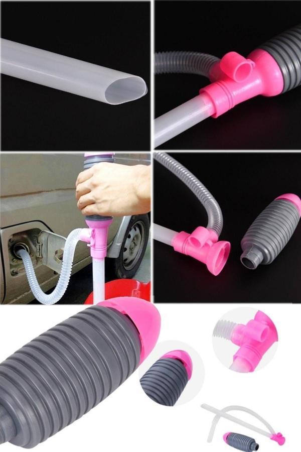 Utelips Benzin Çekme Sifon Hortum Manuel El Sıvı Transfer Pompası Araba Yağ Yakıt Emme Pompası Borusu Aparat - Image 1