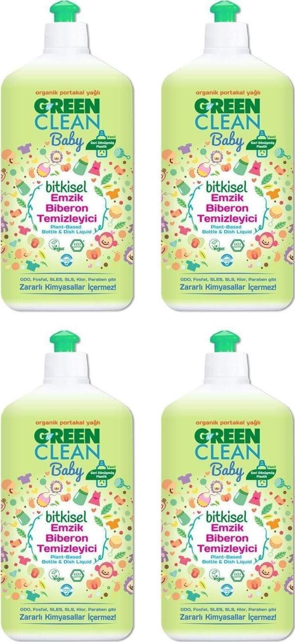 U Green Clean Baby Organik Portakal Yağlı Bitkisel Emzik Biberon Temizleyici 500Ml 4'Lü - Image 1