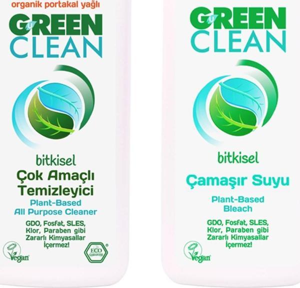 U Green Clean Bitkisel Çok Amaçlı Temizleyici 1000 Ml + Bitkisel Çamaşır Suyu 1000 Ml - Image 1