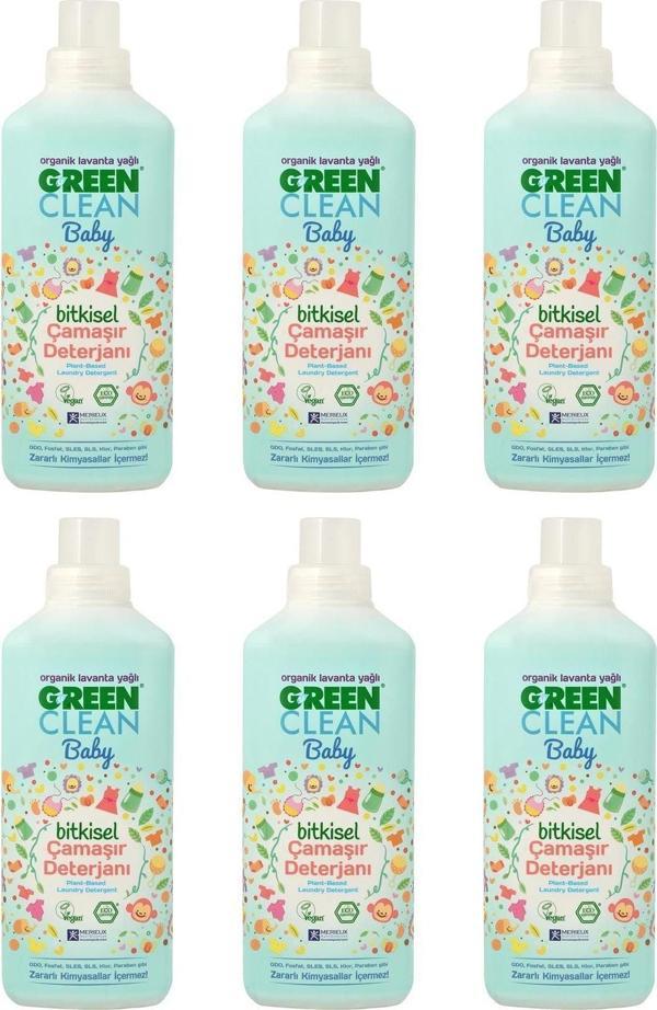Green Clean Organik Lavanta Yağlı Baby Bitkisel Çamaşır Deterjanı 1000 Ml - 6'lı - Image 1