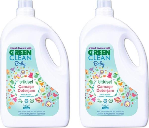 Green Clean Organik Lavanta Yağlı Baby Bitkisel Sıvı Çamaşır Deterjanı 2,75L 2'li - Image 1